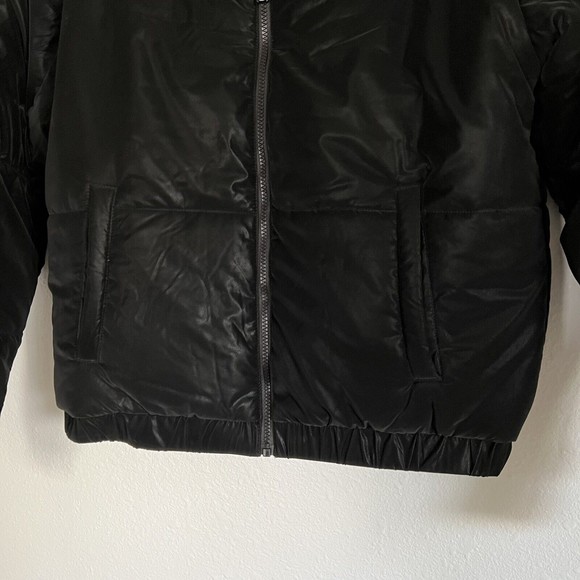 Zyia Active Chamonix Obsidian Velvet Puffer Coat w/ Pockets Black Womens Large - Picture 3 of 7